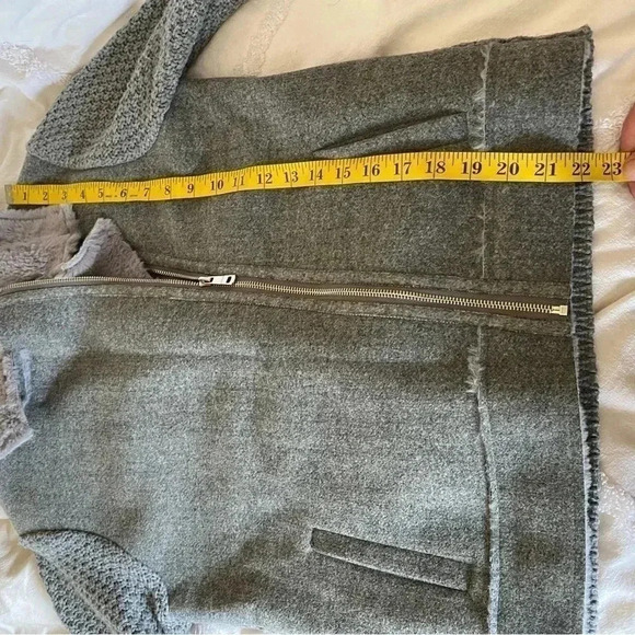 Love token Asymmetric Full Zip Faux Fur Lined Sweater Knit Jacket Gray: M - Picture 8 of 11